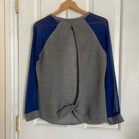 Sanctuary Sheer Mesh Long Sleeve Cut-out open back wool blend top size M - Picture 3 of 8